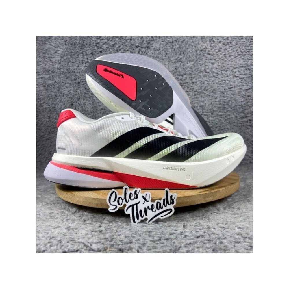 Adidas Adizero Boston 13 Men Sz 10.5 Running Cloud White Lucid Red Black JS4932